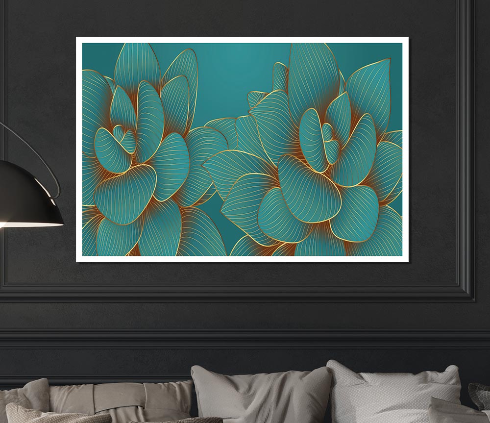 Green Petal Flower Fancy Print Poster Wall Art