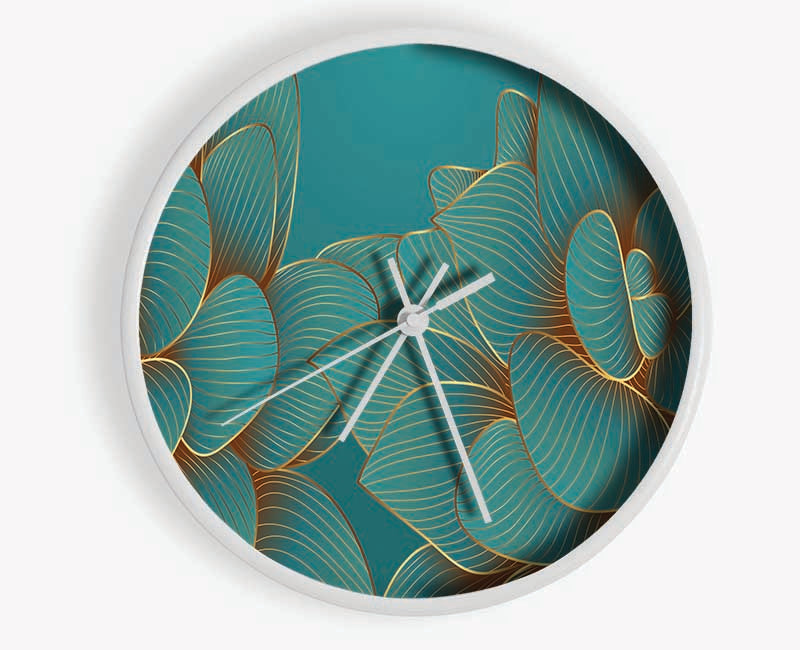 Green Petal Flower Fancy Clock - Wallart-Direct UK