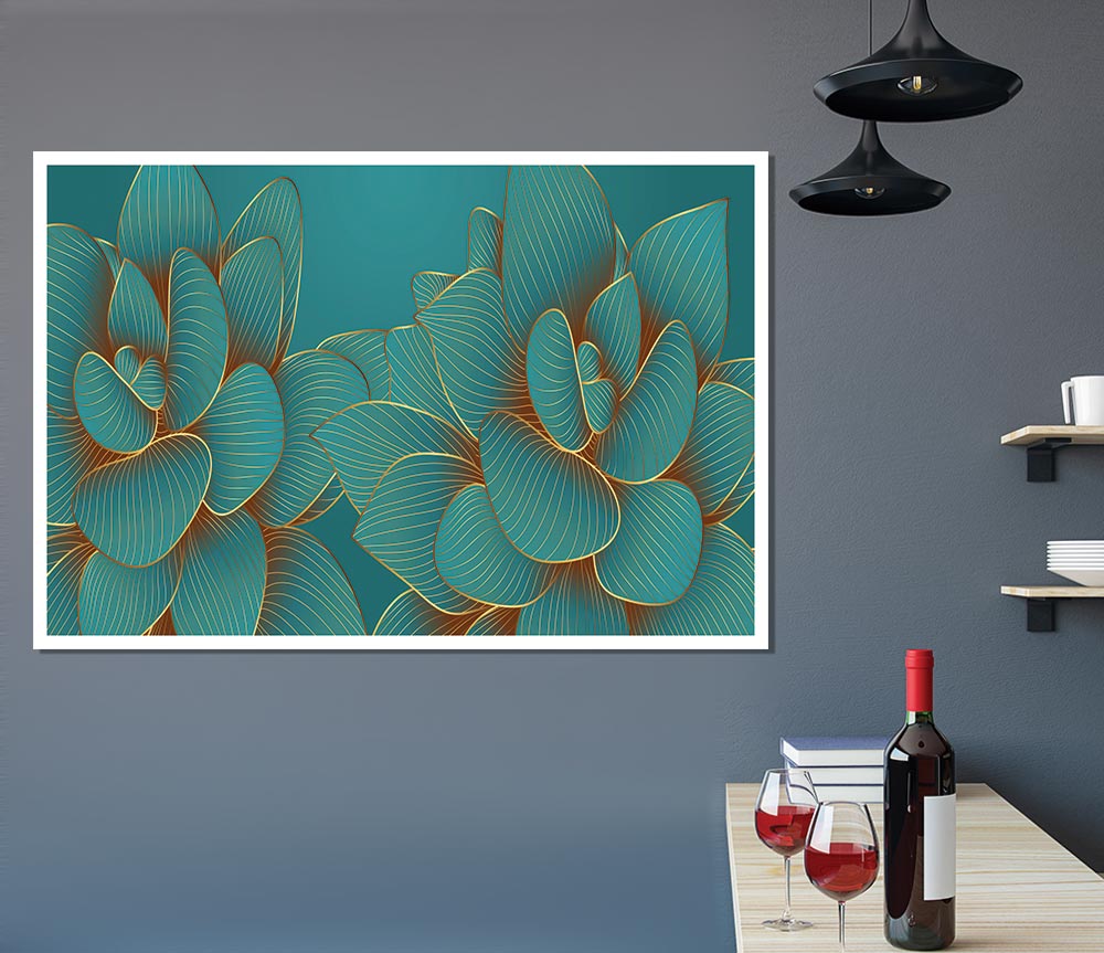 Green Petal Flower Fancy Print Poster Wall Art