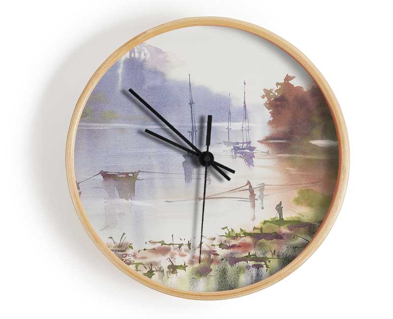 Sailing Up The Beautiful River Clock - Wallart-Direct UK