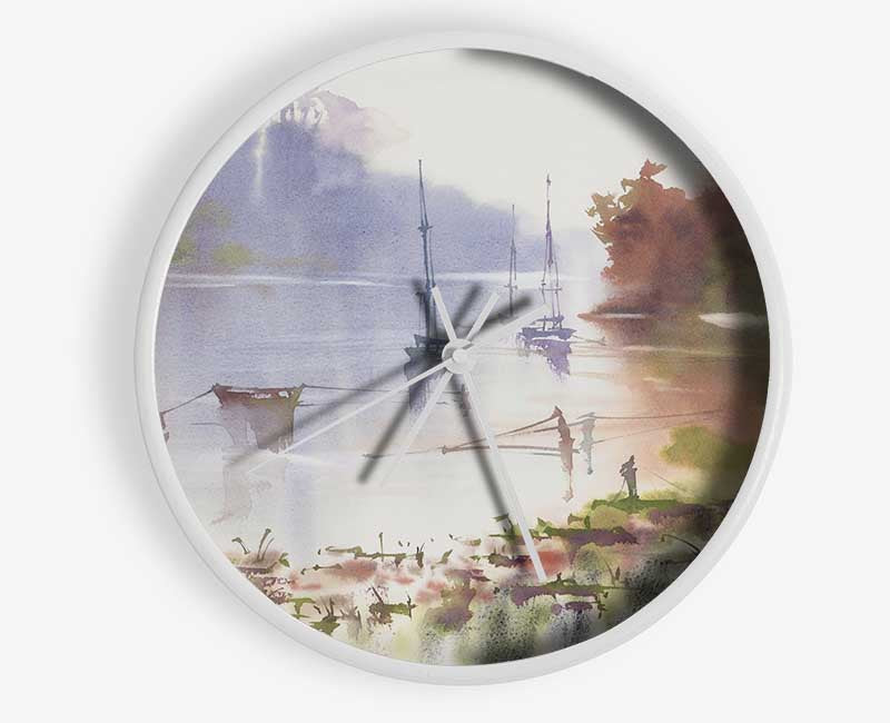 Sailing Up The Beautiful River Clock - Wallart-Direct UK