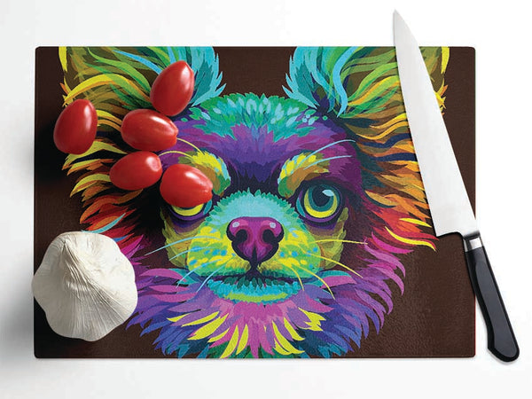 Chihuahua Stare Head Glass Chopping Board