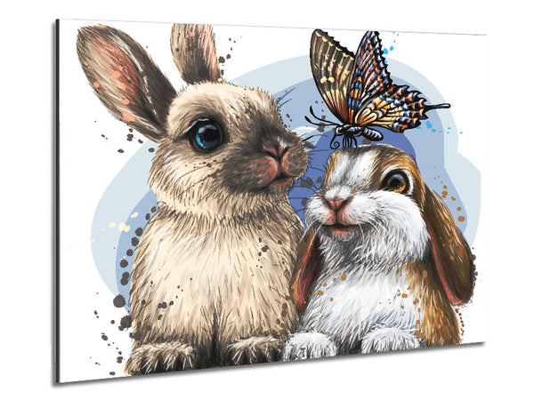 The Cute Bunnies With Butterfly