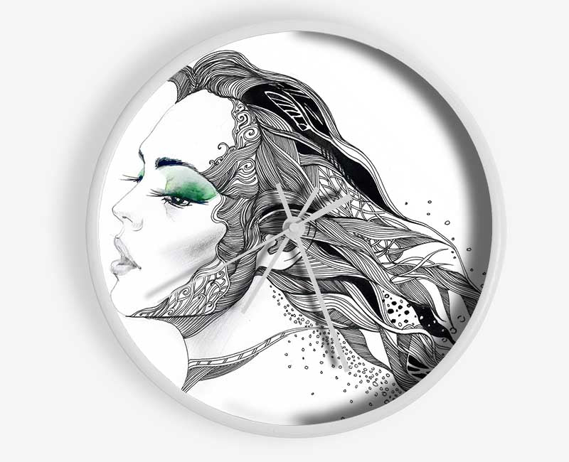 Woman Face Pen Scribble Clock - Wallart-Direct UK