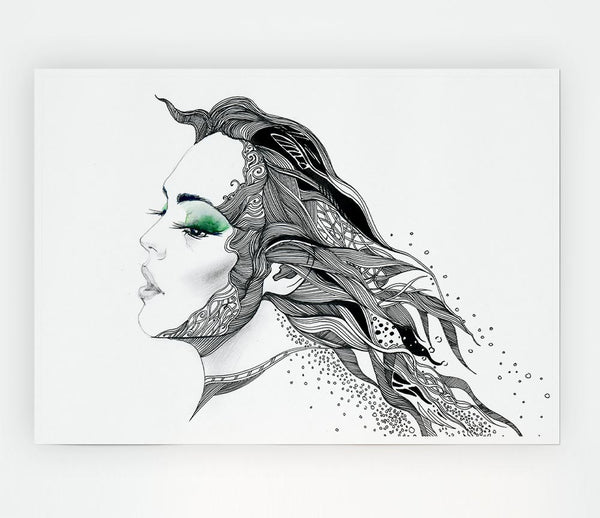 Woman Face Pen Scribble Print Poster Wall Art