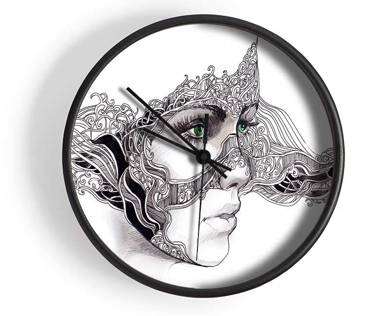 Woman Face Scribble 2 Clock - Wallart-Direct UK