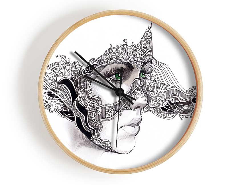 Woman Face Scribble 2 Clock - Wallart-Direct UK