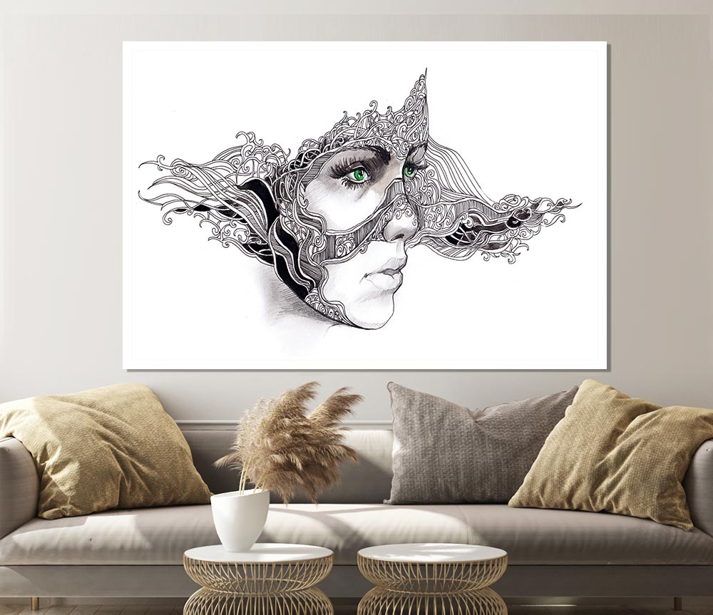 Woman Face Scribble 2 Print Poster Wall Art