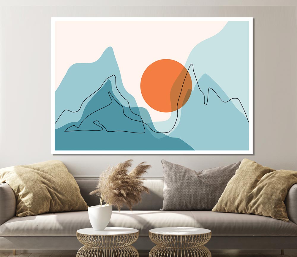 The Sun And Mountain Scene Print Poster Wall Art