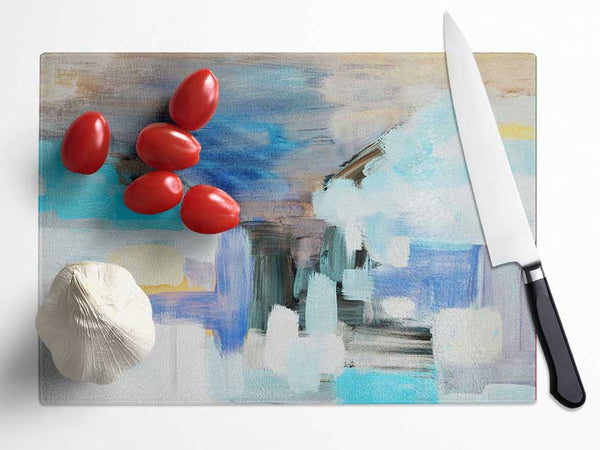 Chalk Cloud Blue Glass Chopping Board