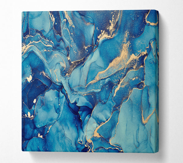 A Square Canvas Print Showing Deep Dark Blue Glitter Square Wall Art