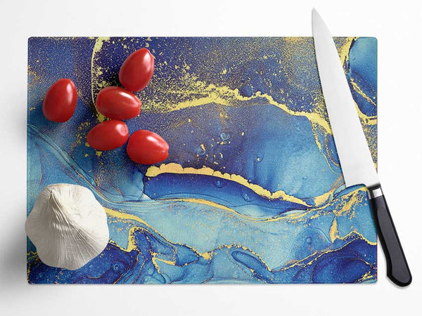 Deep Blueness Of Life Glitter Glass Chopping Board