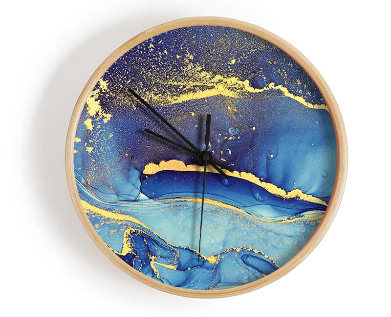 Deep Blueness Of Life Glitter Clock - Wallart-Direct UK