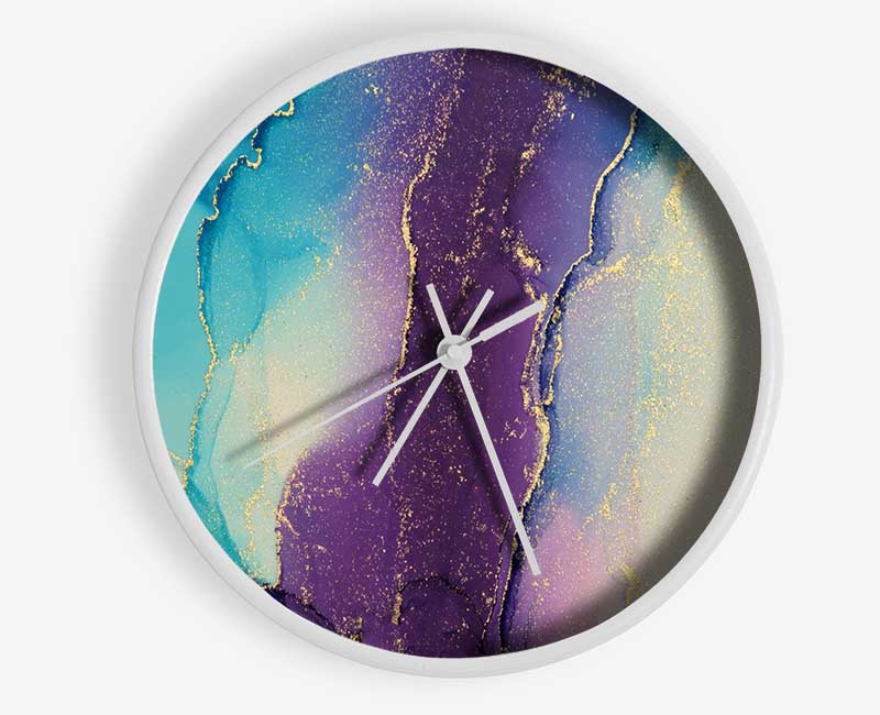 The Purple Central Glitter Clock - Wallart-Direct UK