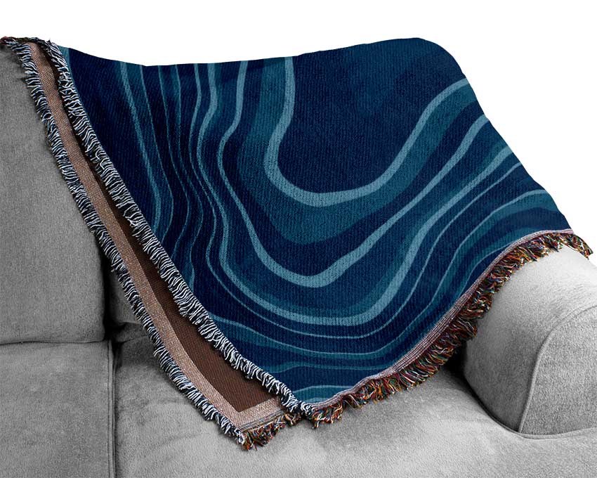 Blue Ocean Shapes Woven Blanket