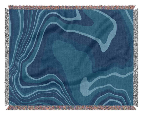 Blue Ocean Shapes Woven Blanket