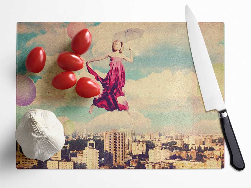 The Lady Umbrella Glass Chopping Board