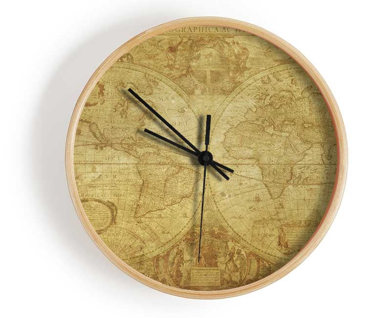 The Map Of The World Vintage Clock - Wallart-Direct UK