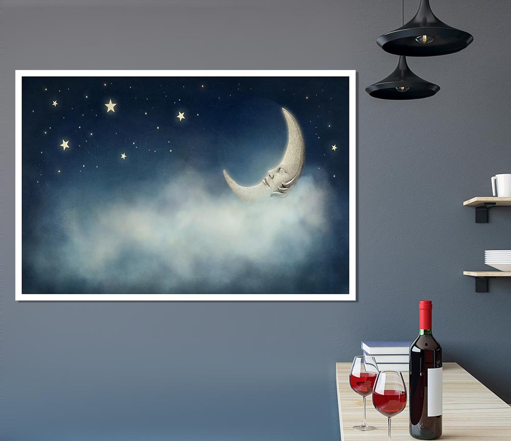 The Slumber Moon Clouds Print Poster Wall Art