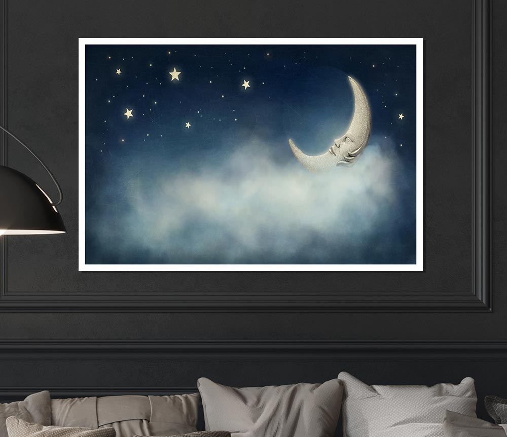 The Slumber Moon Clouds Print Poster Wall Art