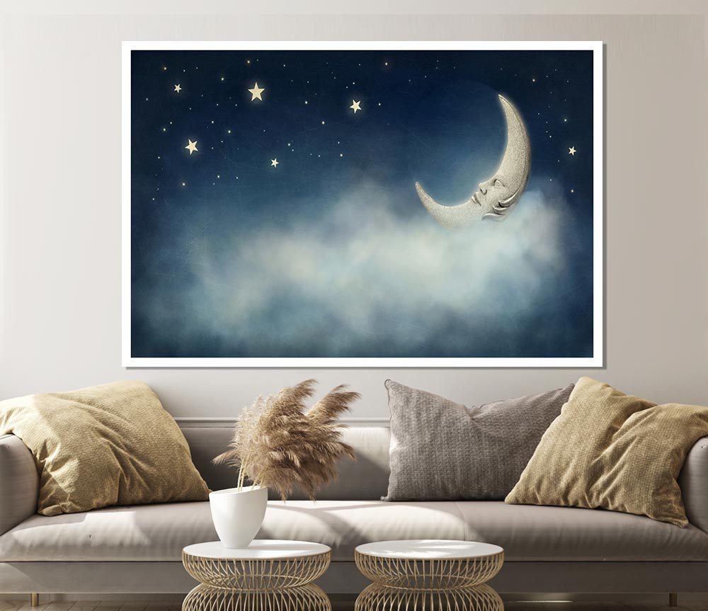 The Slumber Moon Clouds Print Poster Wall Art