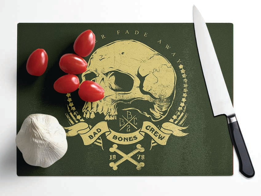 Bad Bones Crew Glass Chopping Board