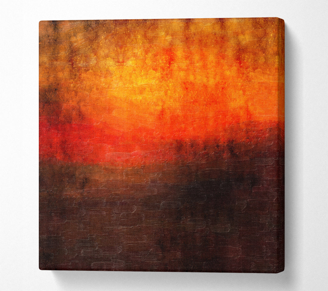 A Square Canvas Print Showing Orange Burns Black To Red Square Wall Art