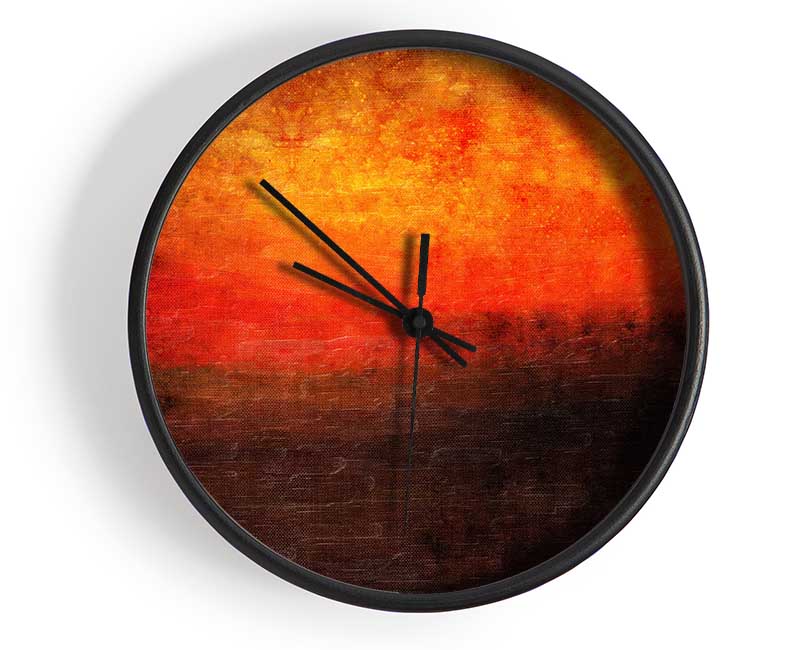 Orange Burns Black To Red Clock - Wallart-Direct UK