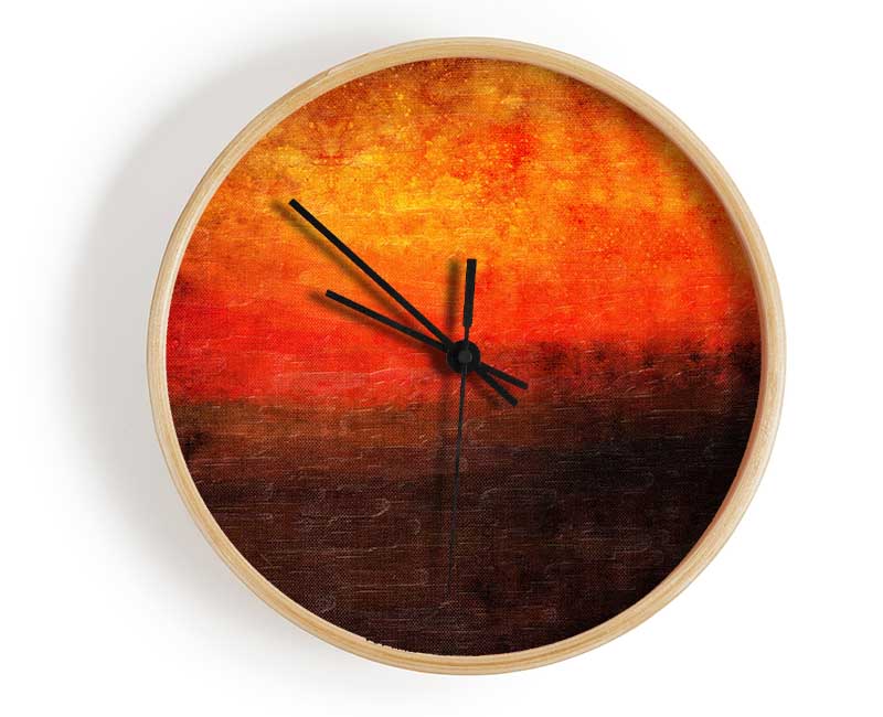 Orange Burns Black To Red Clock - Wallart-Direct UK