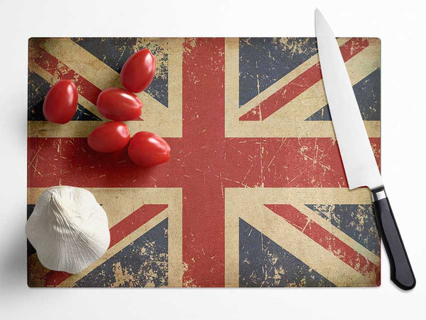 Grunge Union Jack Erosion Glass Chopping Board