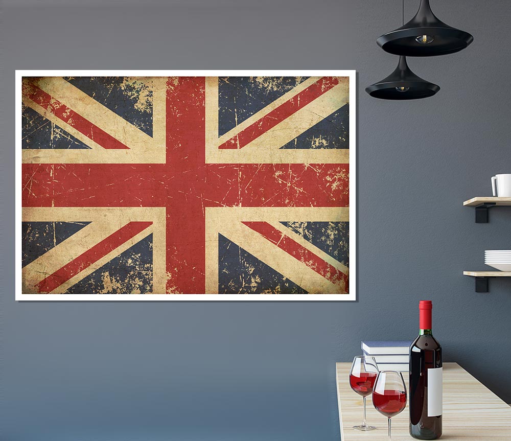 Grunge Union Jack Erosion Print Poster Wall Art