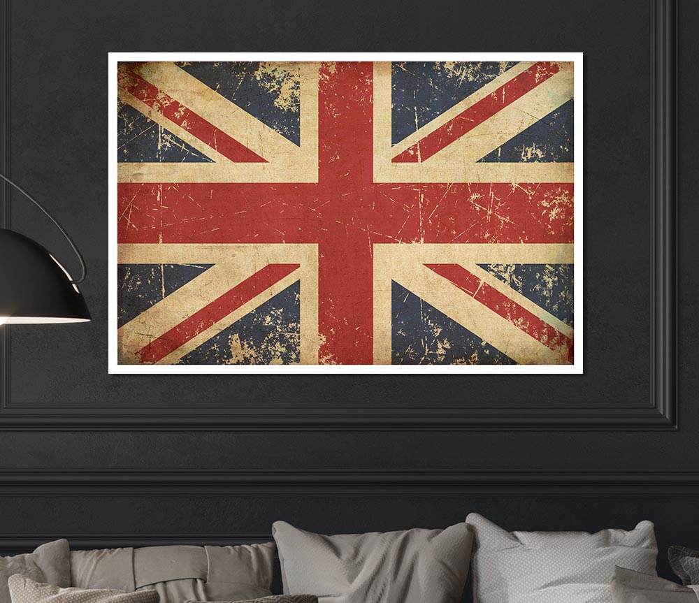 Grunge Union Jack Erosion Print Poster Wall Art