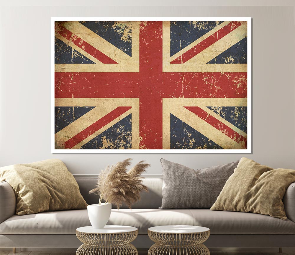 Grunge Union Jack Erosion Print Poster Wall Art