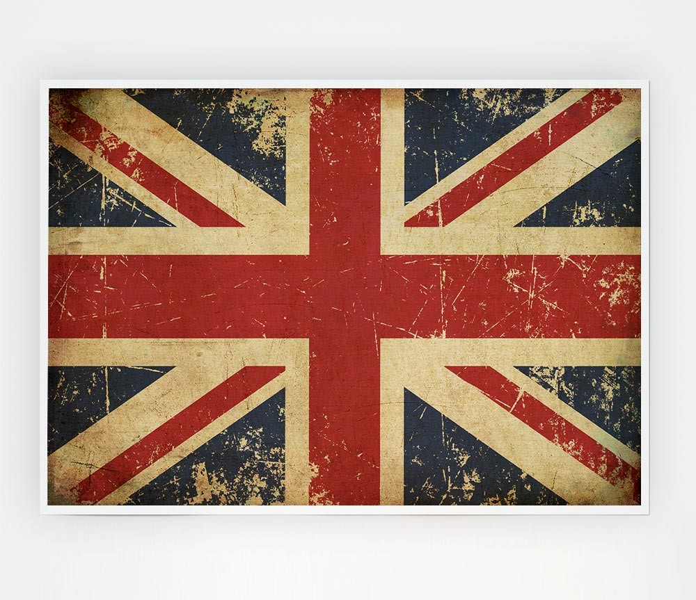 Grunge Union Jack Erosion Print Poster Wall Art