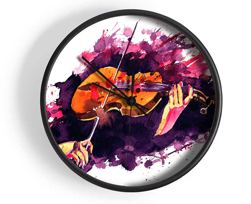 Playing The Violin Splatter Clock - Wallart-Direct UK