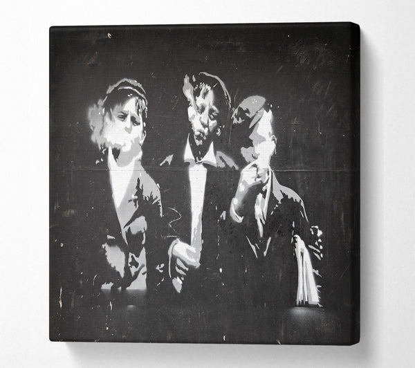 A Square Canvas Print Showing Children Smoking Square Wall Art