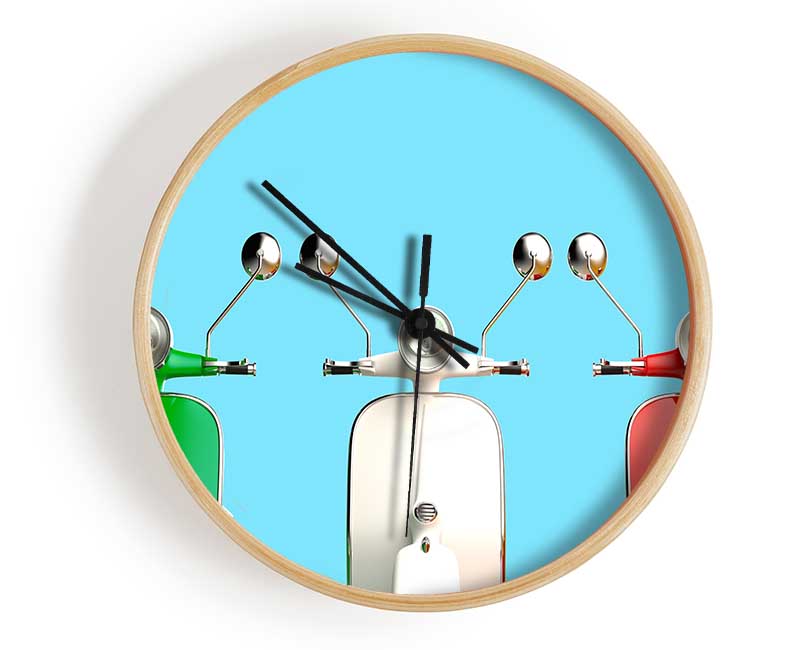 Three Vespas Italy Clock - Wallart-Direct UK