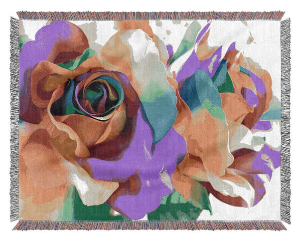 Multi Coloured Roses Close Woven Blanket