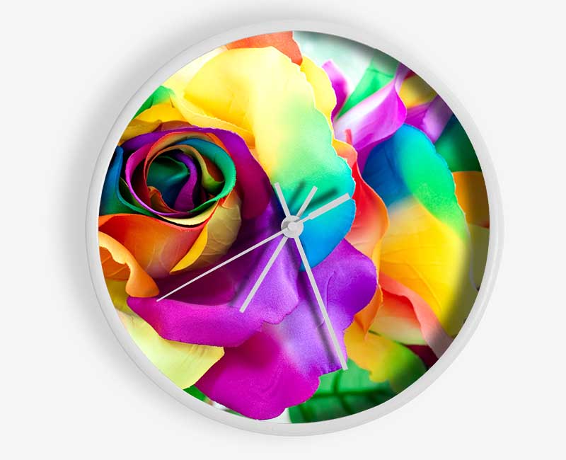 Multi Coloured Roses Close Clock - Wallart-Direct UK