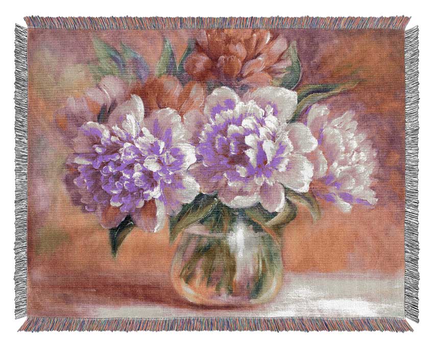 The Pink Blossom Vase Of Flowers Beauty Woven Blanket