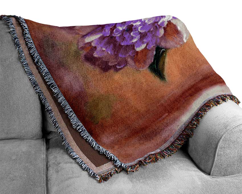 The Pink Blossom Vase Of Flowers Beauty Woven Blanket