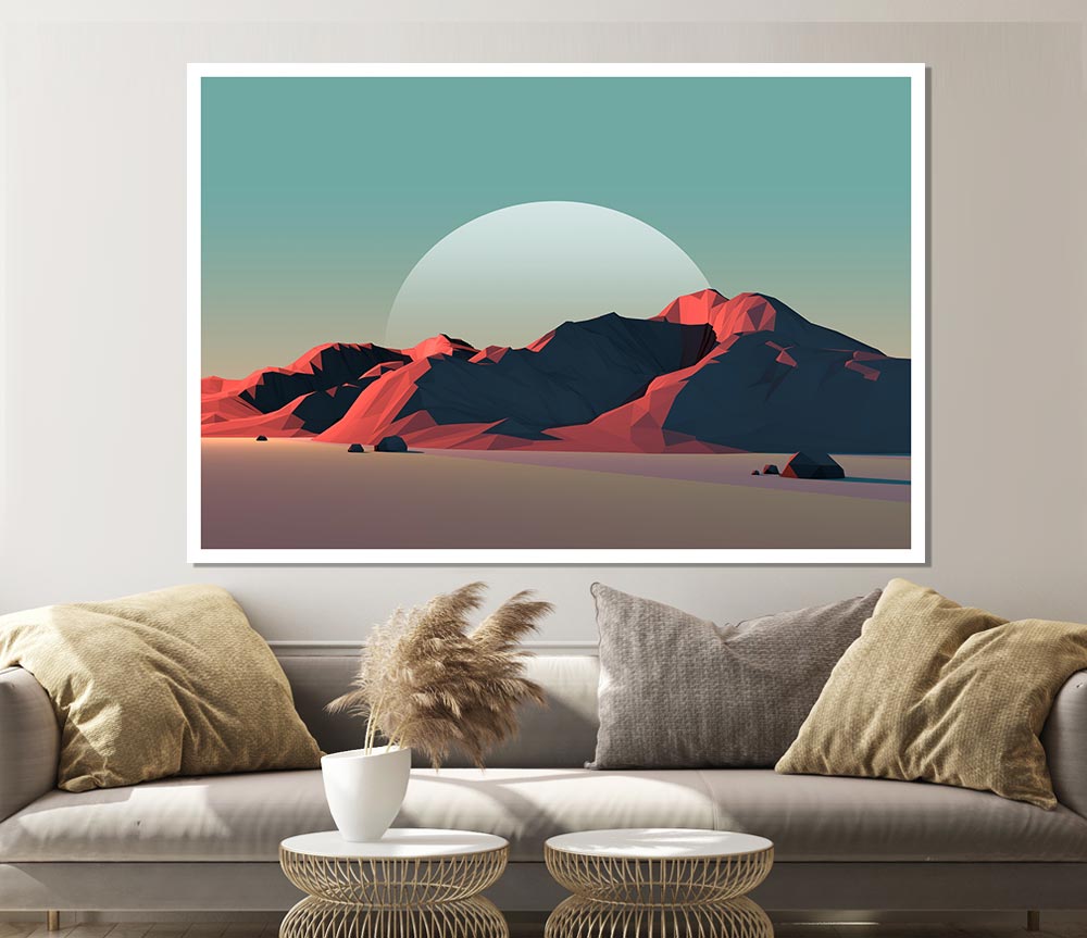 The Moon Over The Canyon Print Poster Wall Art