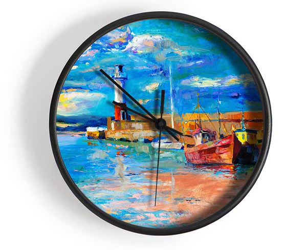 The Lighthouse Coastal Town Clock - Wallart-Direct UK