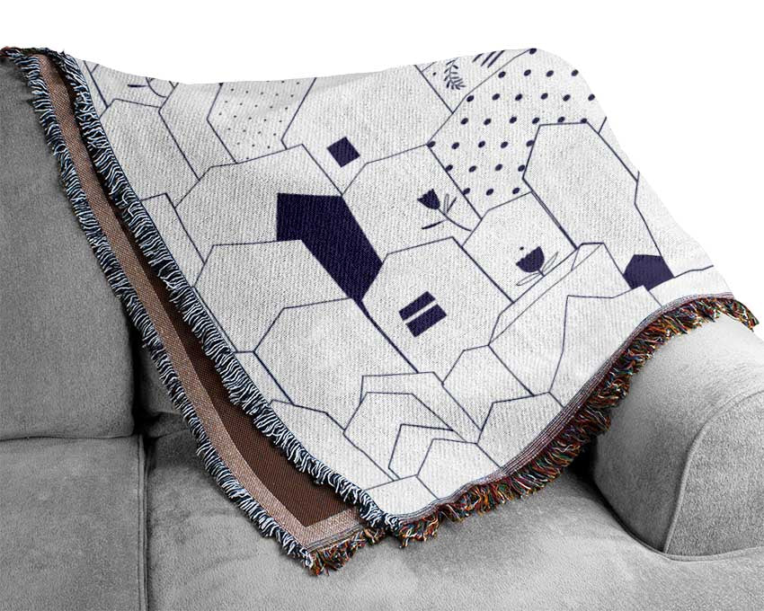 Simple Drawn Town Houses Woven Blanket