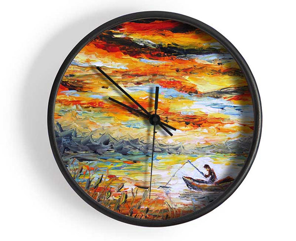 Fishing Under The Applejack Sky Clock - Wallart-Direct UK