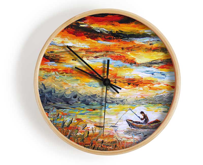 Fishing Under The Applejack Sky Clock - Wallart-Direct UK