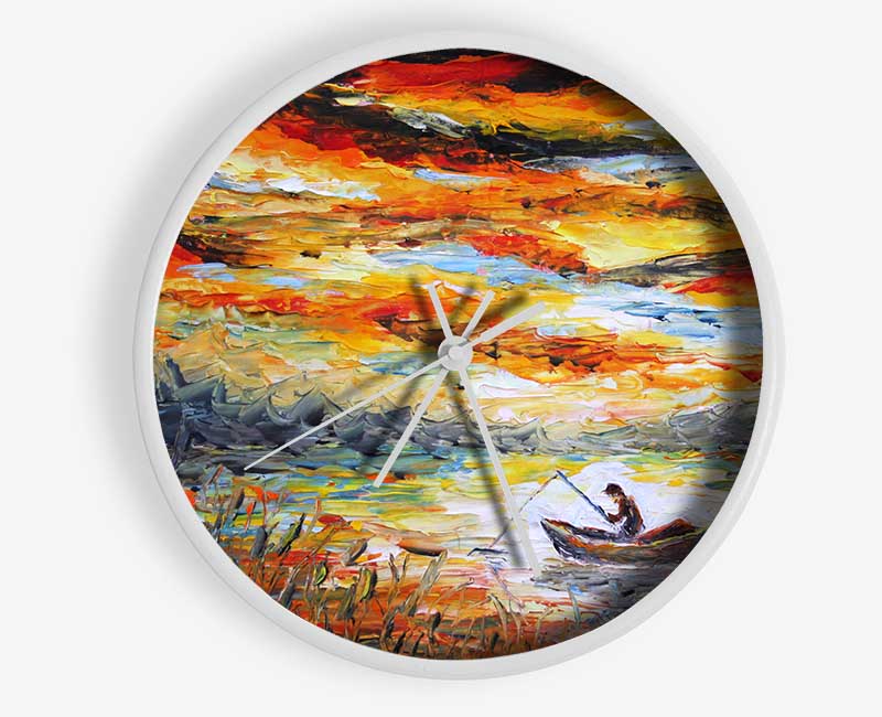 Fishing Under The Applejack Sky Clock - Wallart-Direct UK