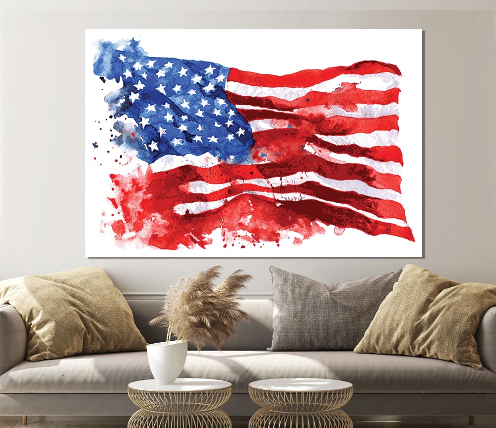 The Ink Splatter American Flag Print Poster Wall Art