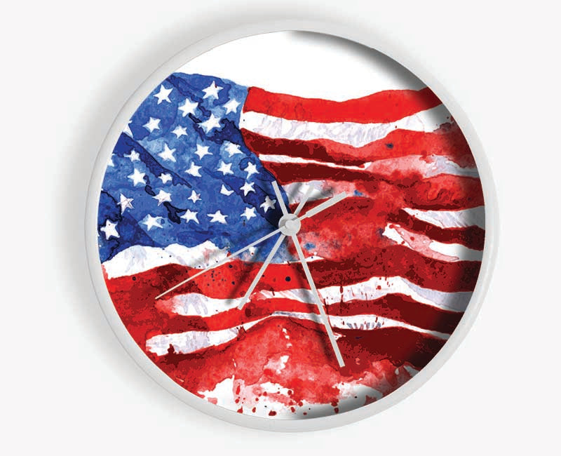 The Ink Splatter American Flag Clock - Wallart-Direct UK