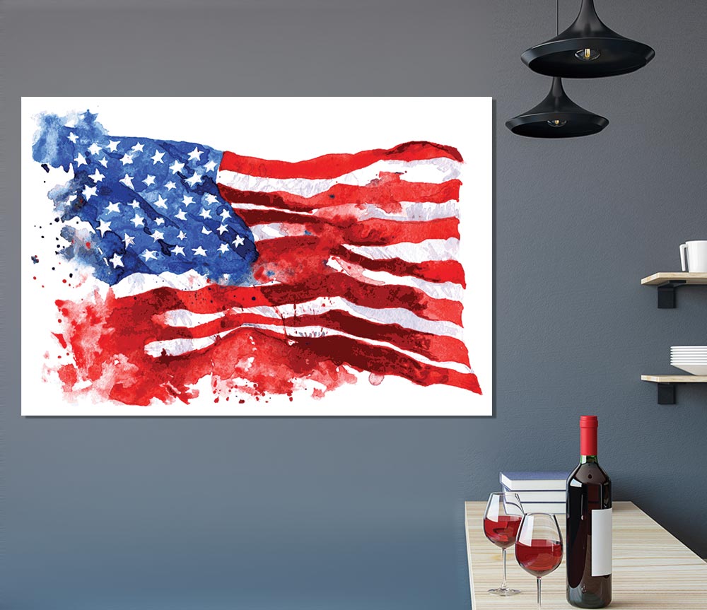 The Ink Splatter American Flag Print Poster Wall Art